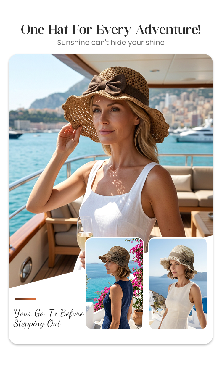 🔥 Hot sale 49% OFF🔥Elegant-Woven Straw Sun Hat with Bow
